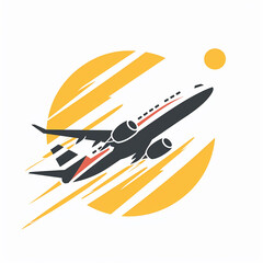 Airplane logo in color on white background.