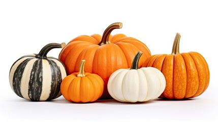 Pumpkin collection isolated on white background. 3D illustration. Generative AI