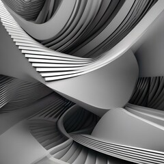 Abstract geometric composition, intersecting lines and shapes, grayscale design, 3D render1