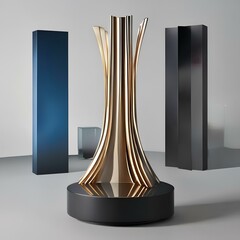 Abstract kinetic sculpture, dynamic metal elements in constant motion, 3D rendering1