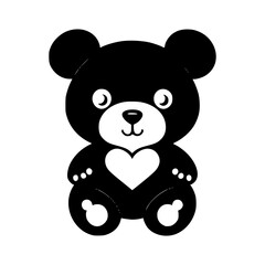 Valentine day cute teddy bear  vector illustration with heart shape