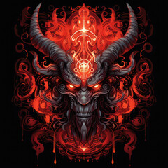 t-shirt design devil, black background, Ai generated Images