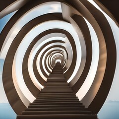Obraz premium Infinite stairway to the sky, surreal architectural concept, endless ascent, dreamlike scene2