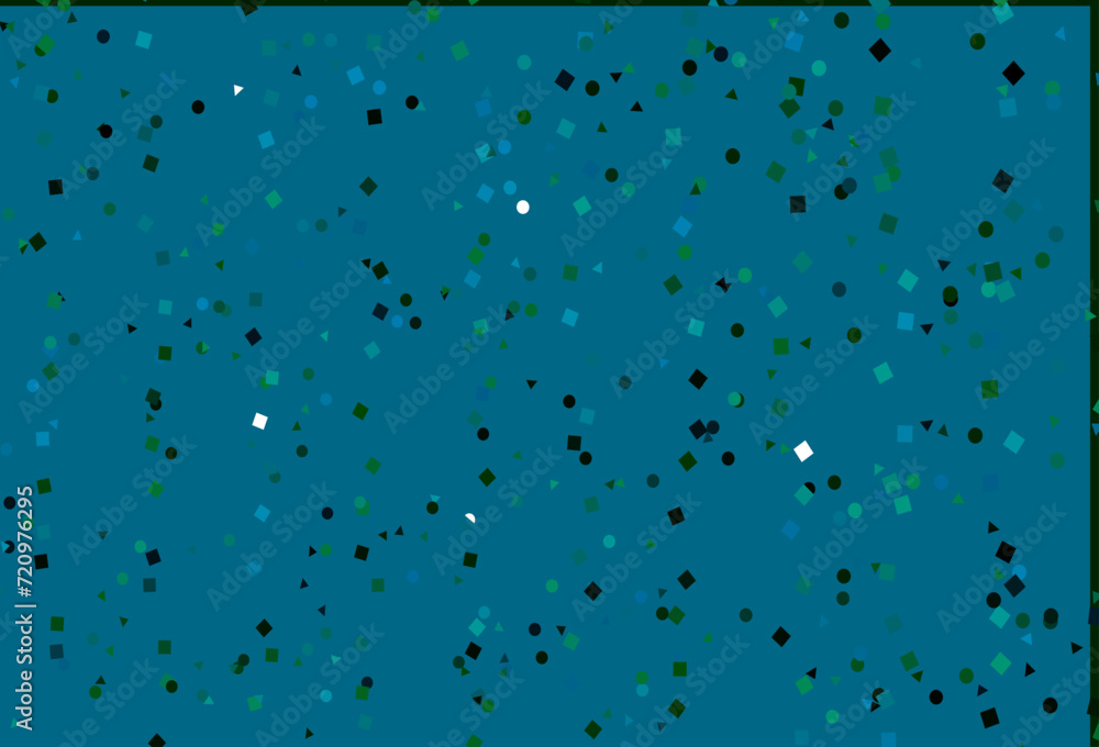 Poster light blue, green vector pattern in polygonal style with circles.
