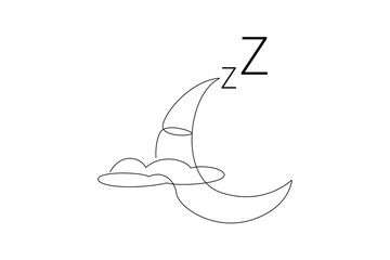Continuous one line drawing World sleep day concept. Doodle vector illustration.