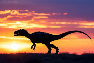 Dinosaur silhouette. Background with selective focus and copy space