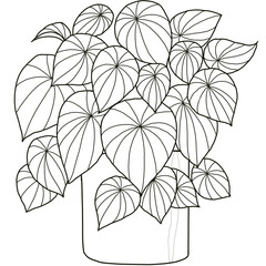 leaf in a vase line  art