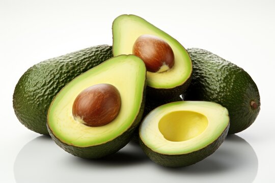 Fresh Avocado on White Background AI Generated