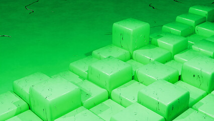 green cubes on green background