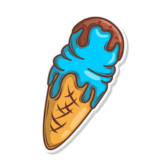 Ice cream doodle cartoon. hand draw illustration