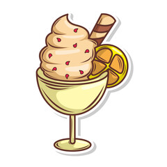 Ice cream doodle cartoon. hand draw illustration