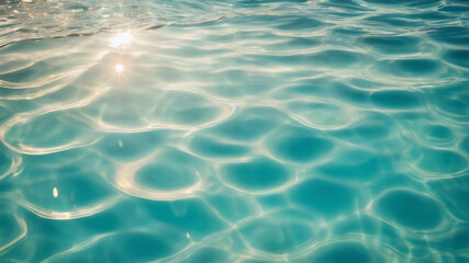 Pool water surface background with sunlight reflection. 