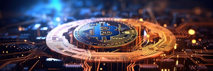 The concept of investing in bitcoin and cryptocurrency . Bitcoin cryptocurrency coins. Trading on the cryptocurrency exchange.