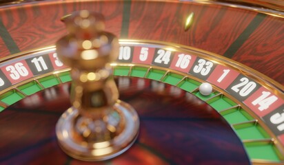 3d render of casino roulette wheel for gamble concept, gambling background.