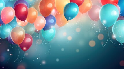 Beautiful Happy Birthday Background with Balloons AI Generated