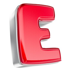 E Red With White Font 3D Render
