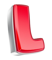 L Red With White Font 3D Render