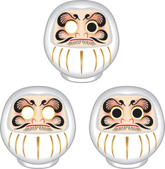 あしらい　飾り　デコレーション　受験　だるま　合格　シンプル　イラストセット　白