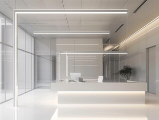 Cozy minimalism office interior: Simple decor and modern design, generated by AI