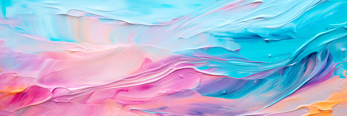 Obraz premium Colorful oil painting with large strokes on canvas in grunge style.