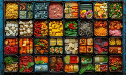 Fototapeta na wymiar Collage of many popular all over the world breakfasts, lunches and snacks. Collage of different assortment of food.