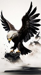 Digital art/illustration of an eagle in watercolor