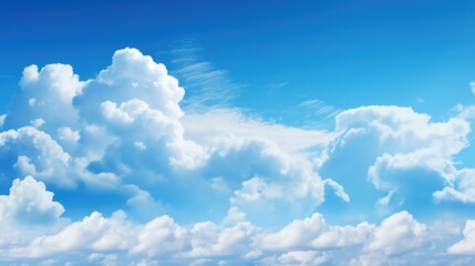 Naklejka na ściany i meble Blue sky background with tiny clouds, 3d illustration, horizontal image Generative AI
