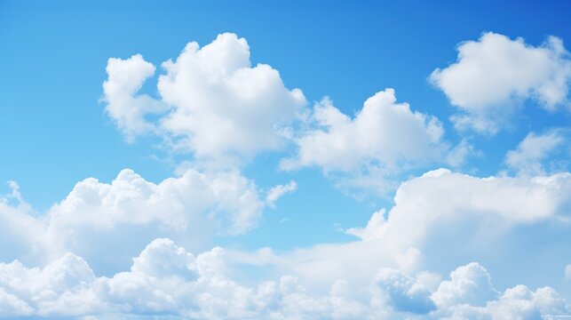 Serene Blue Sky with Cumulus Clouds AI Generated