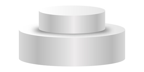 Blank white round podium, round empty stage and podium 3d template for product presentation,