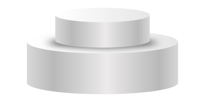 Blank white round podium, round empty stage and podium 3d template for product presentation,