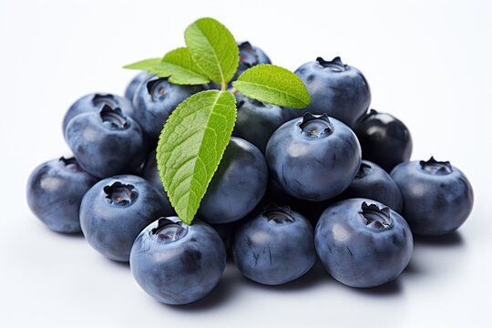 Fresh Blueberries on White Background AI Generated