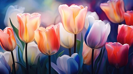 Beautiful spring tulip flowers background. EPS 10 vector file included Generative AI