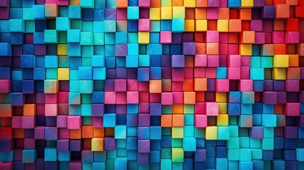 abstract background with colorful cubes. 3d rendering, 3d illustration. Generative AI