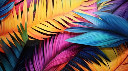 Abstract colorful tropical leaves background. 3d render illustration for your design Generative AI