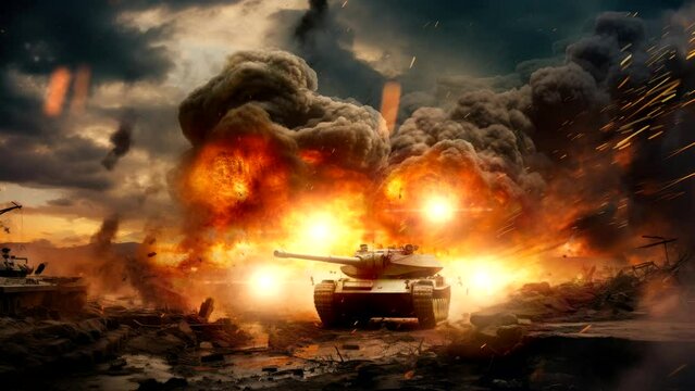 Smoky Aftermath: A Tank Explosion Reshapes the Battlefield