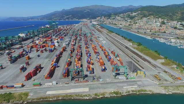 Voltri Terminal Europa with vessels near marina Castelluccio 