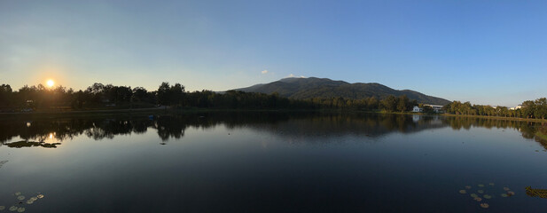 Panorama sunset from a lake in Chang Mai