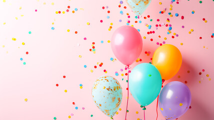 pink, blue, and yellow balloons for birthday party