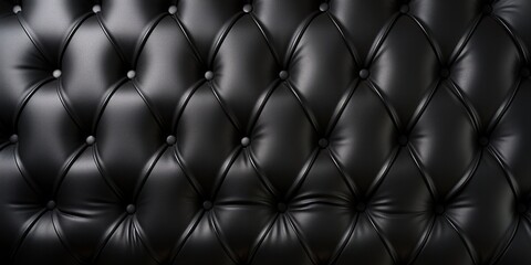 Luxurious Black Leather Tufted Furniture Background with Polished Texture AI Generated