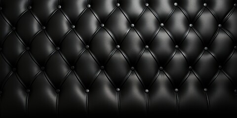 Luxury Black Leather Tufted Furniture Background with Polished Texture and White Buttons AI Generated