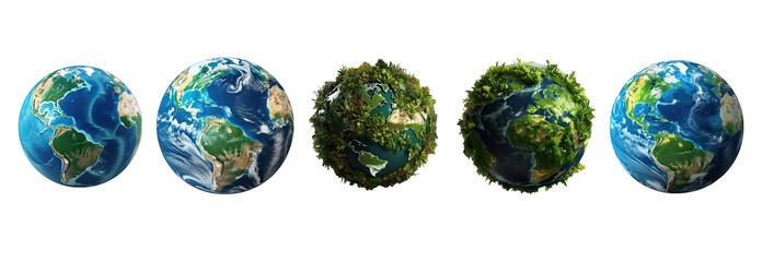earth globe with greenery isolated on white  - obrazy, fototapety, plakaty