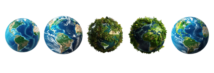 earth globe with greenery isolated on white 