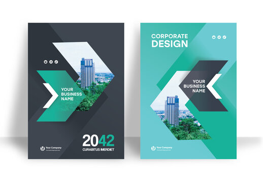 Green and Black Geometric Book Cover Layout