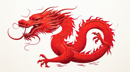 Chinese dragon. illustration of a red dragon isolated on white background. Generative AI