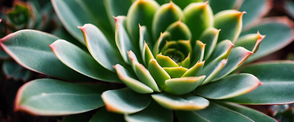 Fototapeta premium The fine details of a succulent's intricate pattern emphasizing the symmetry of the leaves and the unique textures