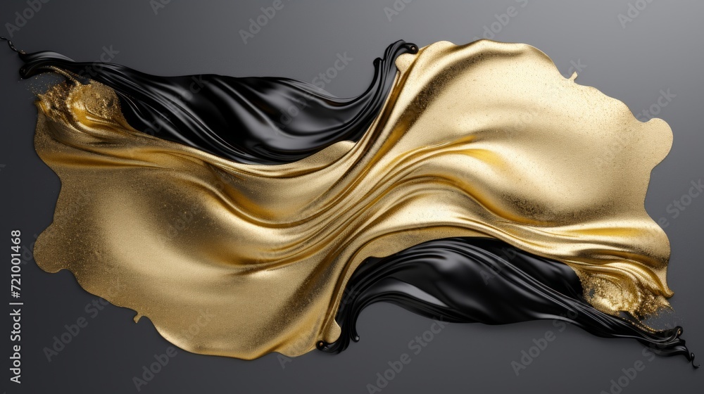Poster abstract luxurious black and gold fabric design, creating a sense of dynamic movement and opulence o