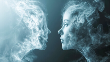 white smoke abstract of self talk 