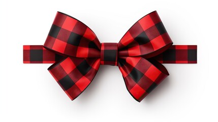 Red bow ribbon isolated on white background. 3d render illustration. Generative AI