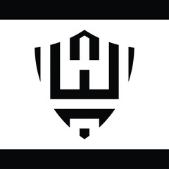 monogram vector design in the shape of a shield and forming the letter 