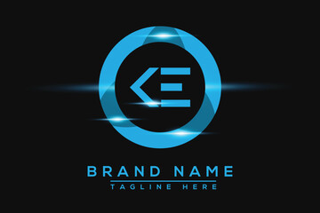 KE Blue logo Design. Vector logo design for business.